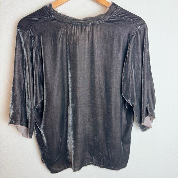 Love Tanjane Velvet Raw Hem Top M Gray Brown Slouchy Boho Handmade Ojai Ca - Picture 16 of 16
